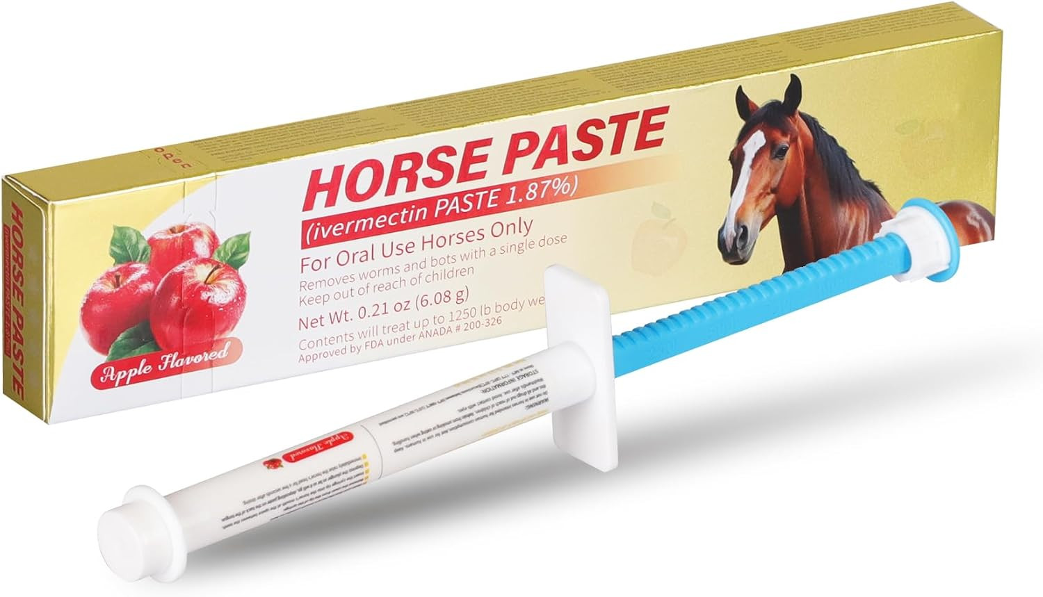Paste 1.87% | Apple Flavored – 6.08g Tube for Horses, 6-Pack