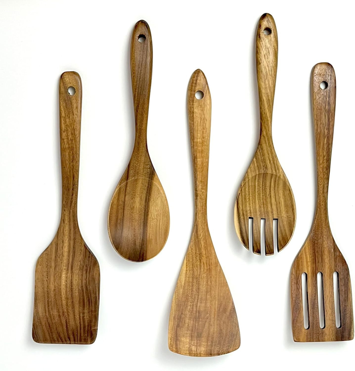 Wooden Utensil Set for Cooking, 5 Pcs Acacia Wood Spatulas for Kitchen use, Non