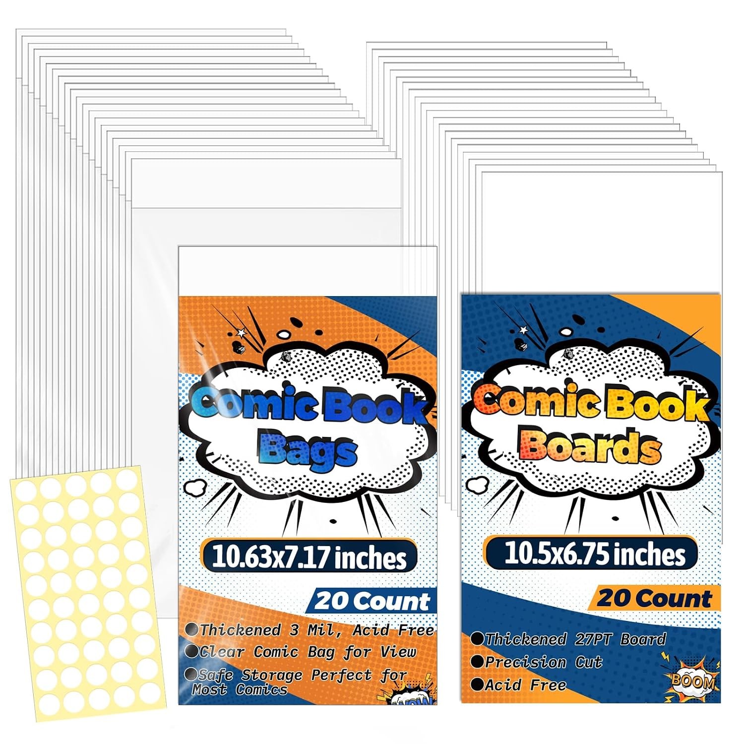 LOTMER 20 Sets Current Comic Book Bags and Boards 20 Acid-Free 27PT Comic Book B