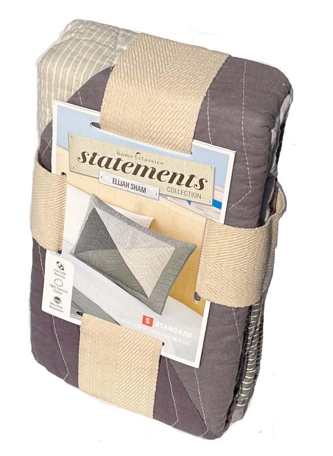 Home Classics Statements Elijah Cotton Quilted Standard Sham Grey Black White