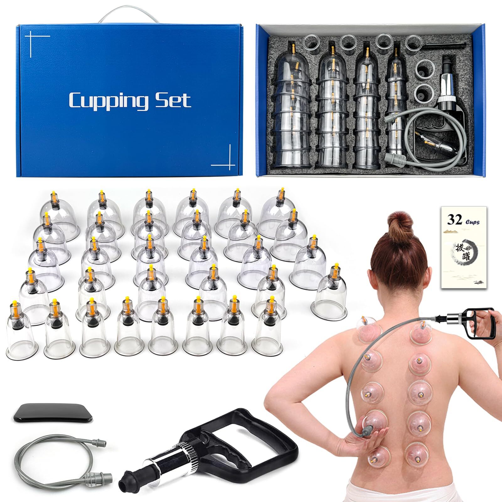 Cupping Therapy Set 32 Cups with Pump for Muscle and Joint Pain Relief