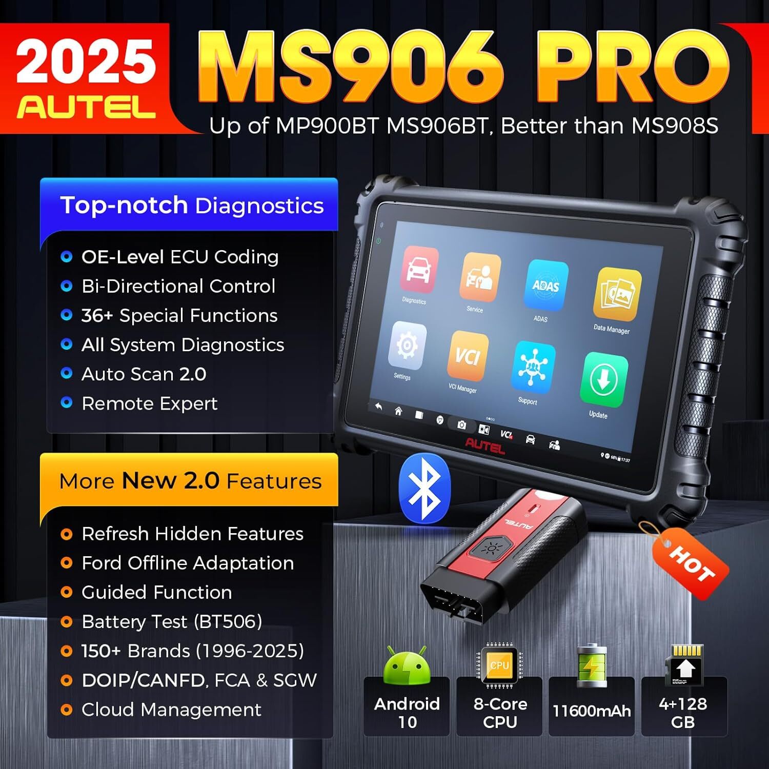 Autel MaxiSYS MS906 Pro ECU Coding Full System Diagnostic Scanner AS MK906 PRO