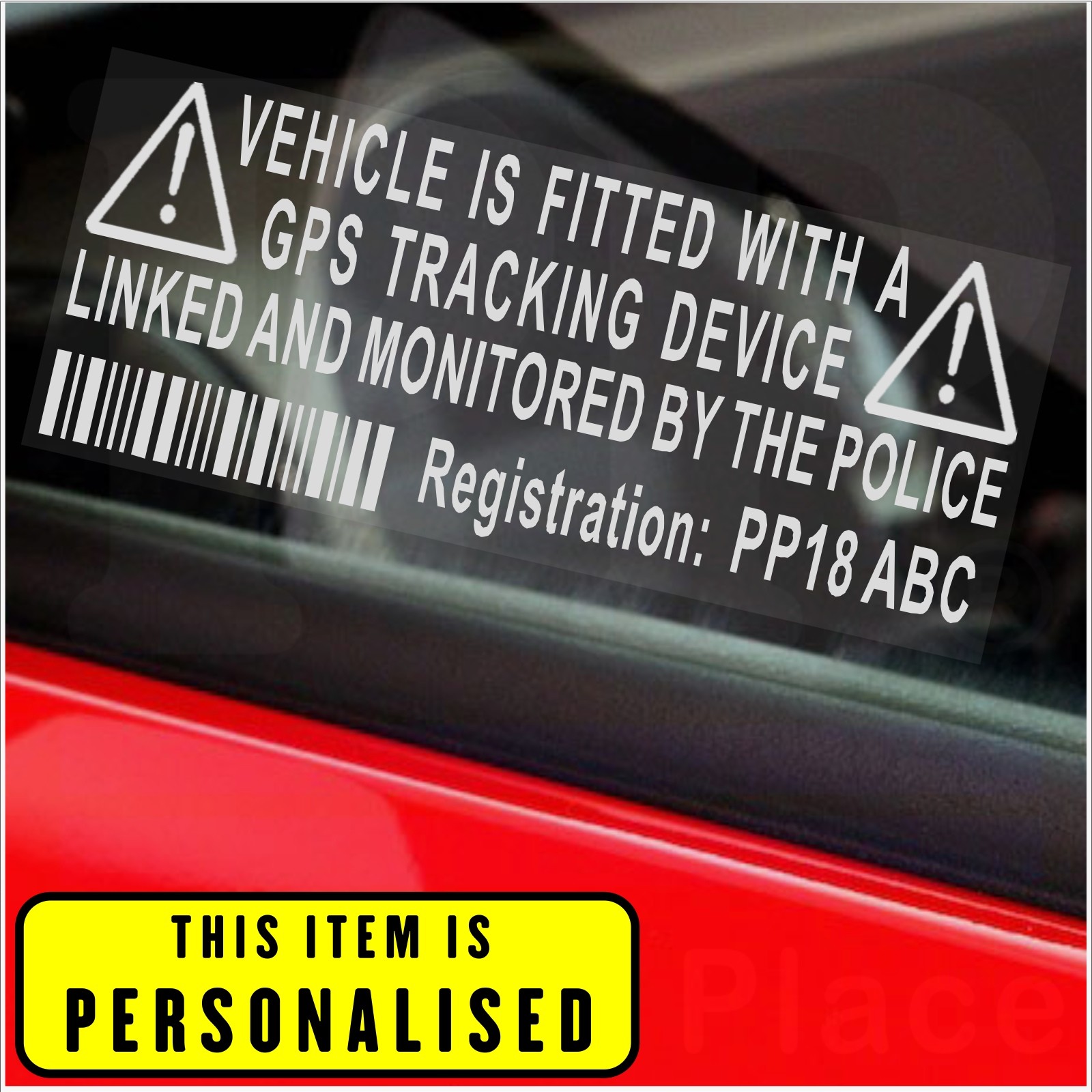4 x Your Reg Personalised GPS Deterrent Stickers Caravan Car with Tracker Signs
