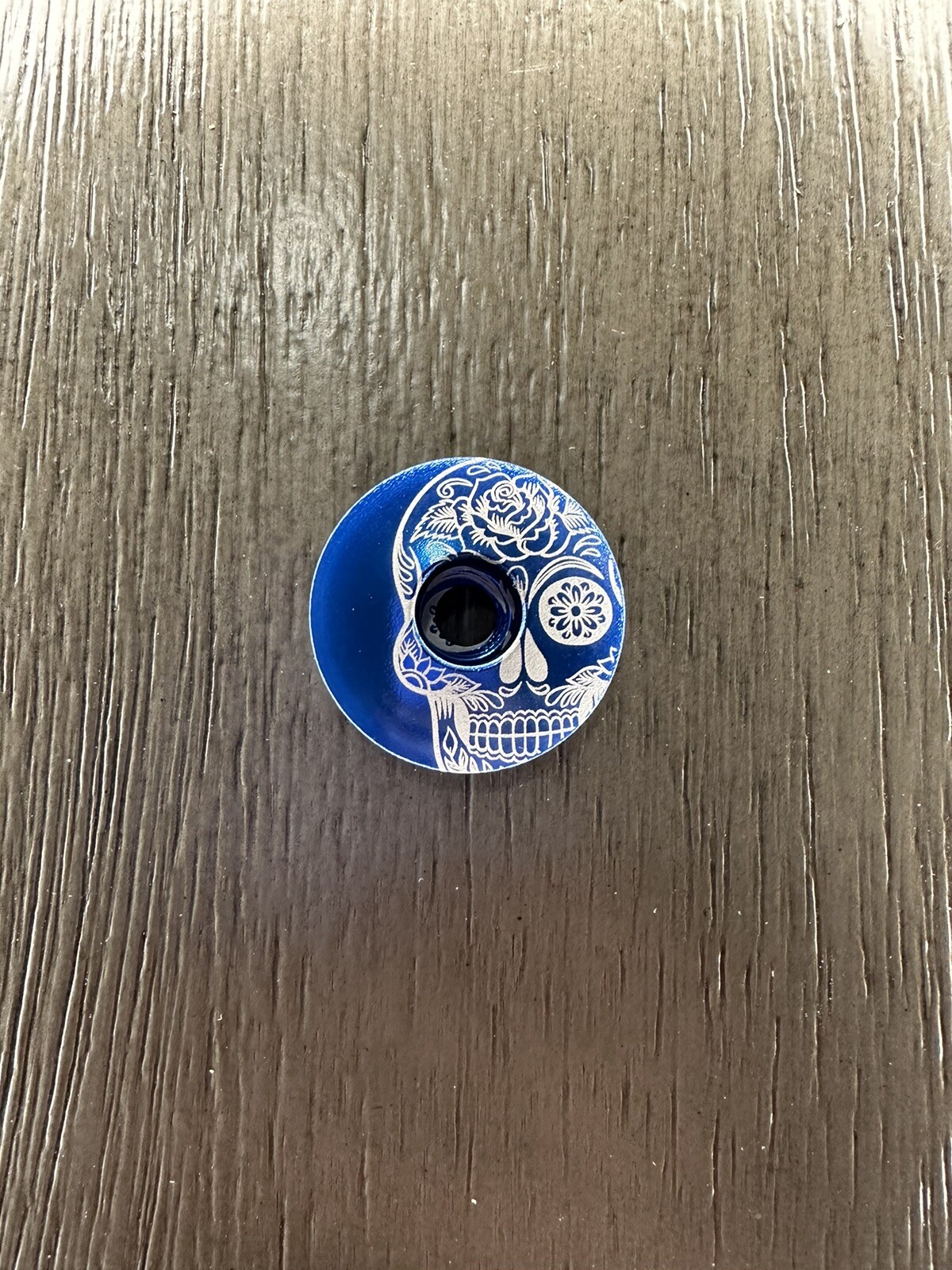 Mexican Day of the Dead Sugar Skull Bicycle Headset Top Stem Cap 1 1/8" Blue