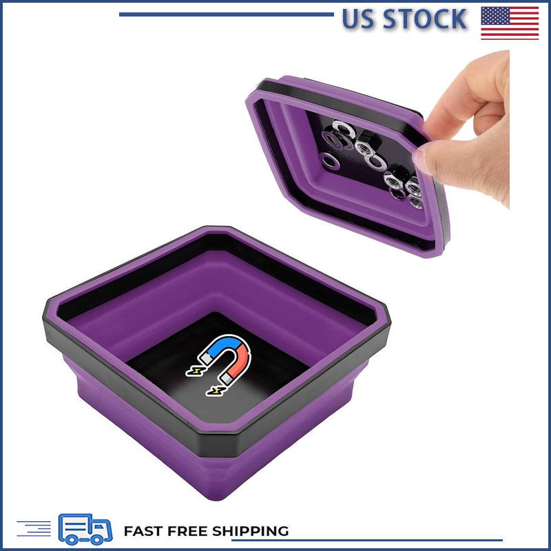 Collapsible Magnetic Parts Tray, 4.5 Inch Foldable Silicone Bowl Double-Sided