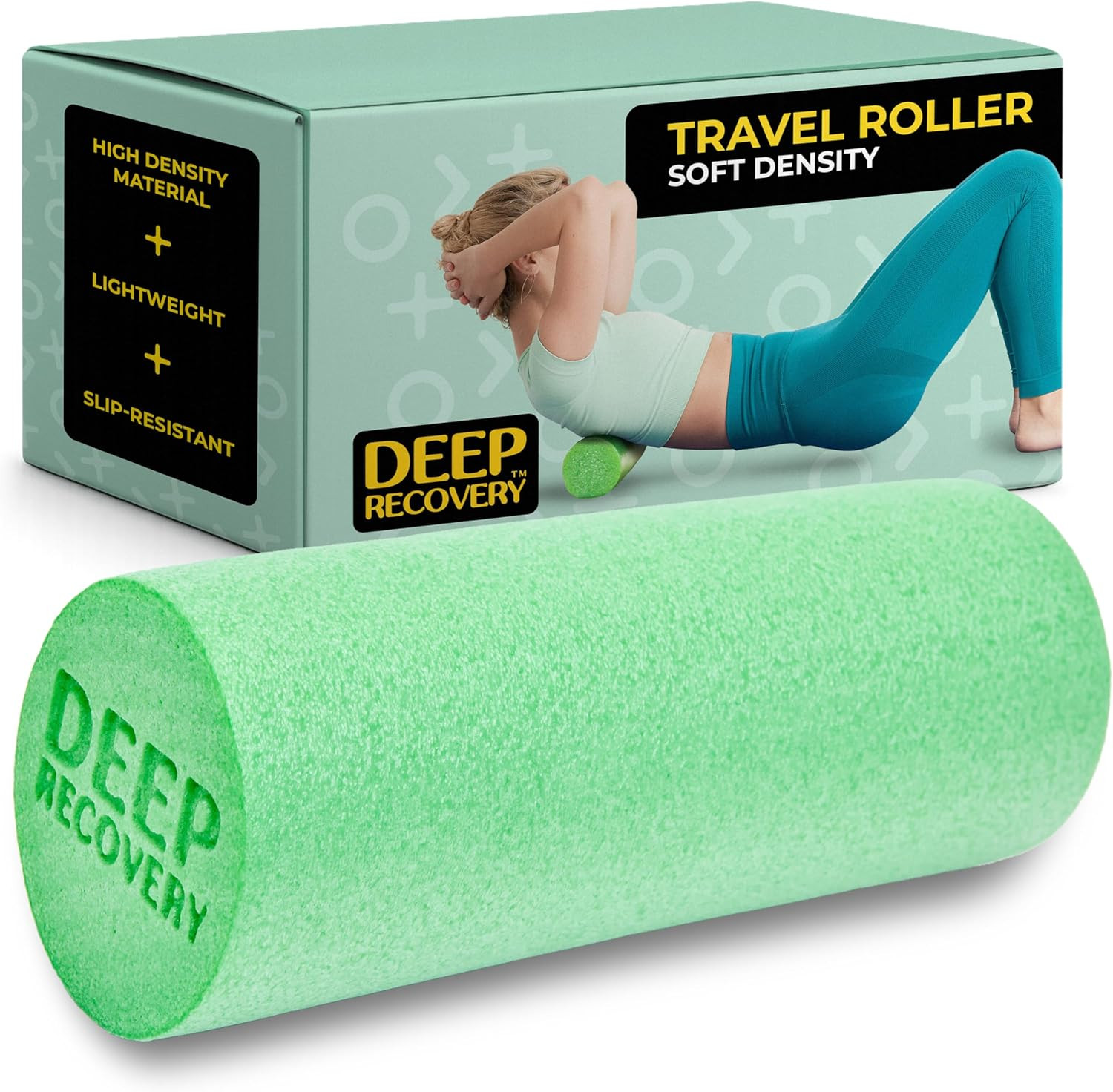 Yoga Foam Roller for Physical Therapy & Exercise – Green Back Roller for Back Pa