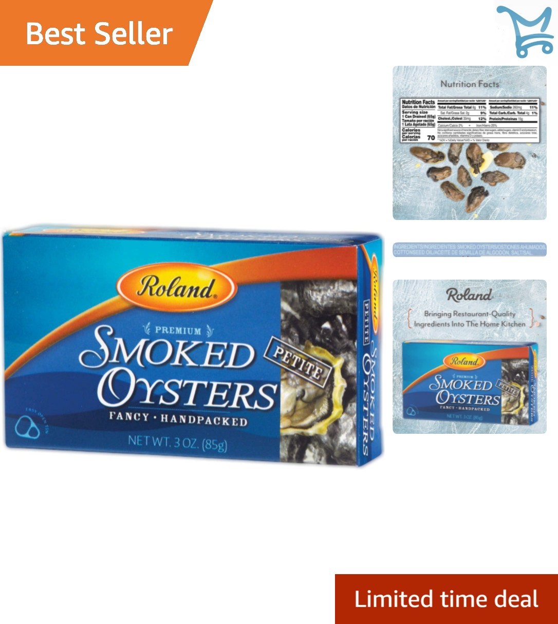 Petite Smoked Oysters in Oil Wild Caught 3oz Tin Pack of 10 Ready to Eat