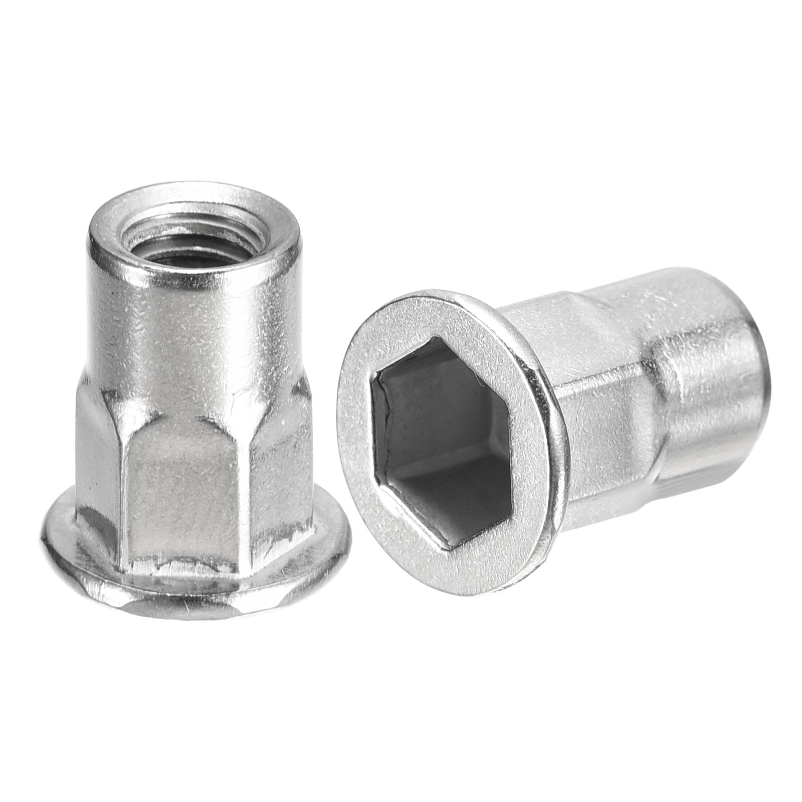 M6 Half Hex Body Rivet Nuts, 60pcs 304 Stainless Steel Threaded Insert Nuts