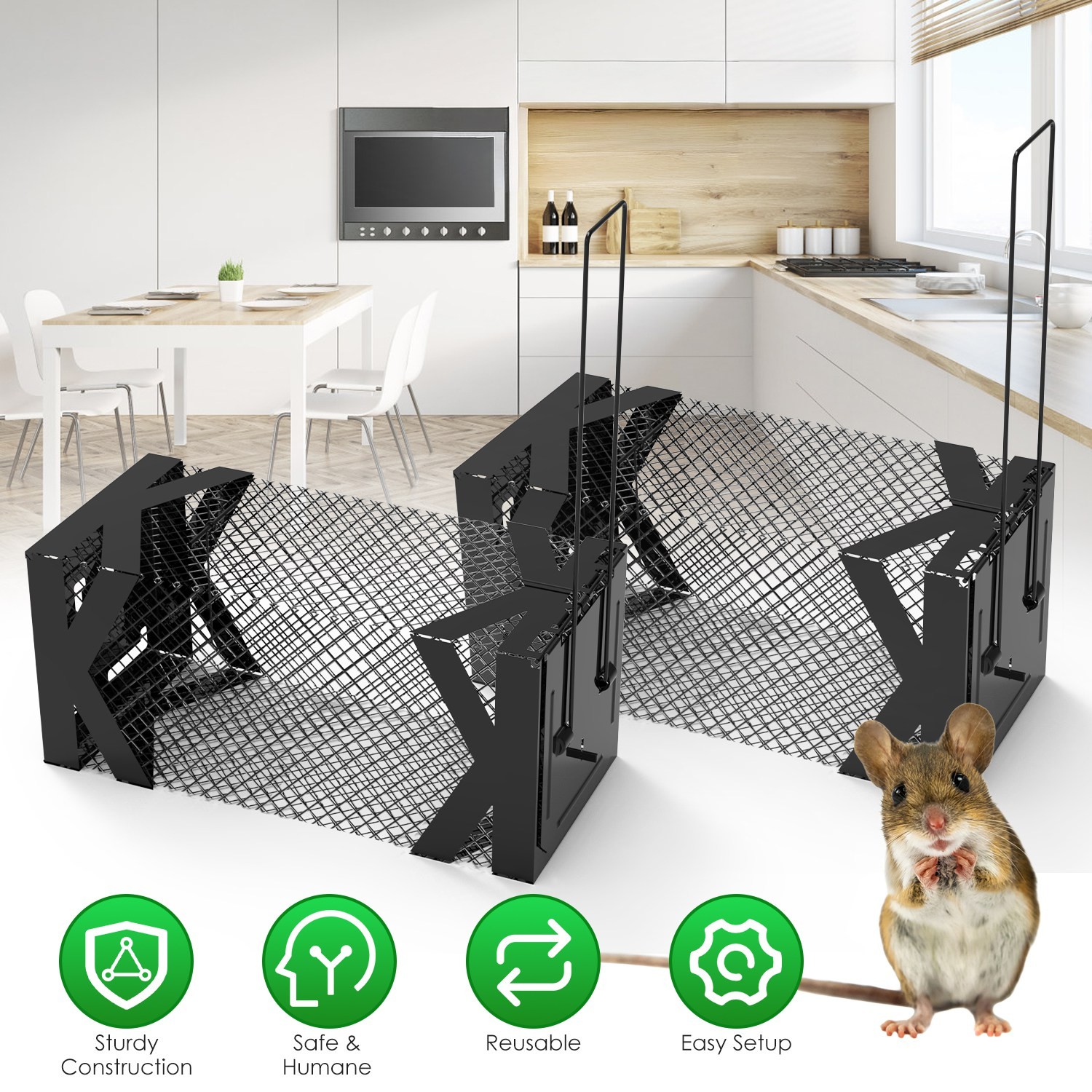 2Pcs Humane Rat Trap Chipmunk Rodent Mouse Squirrel Trap Small Live Animal
