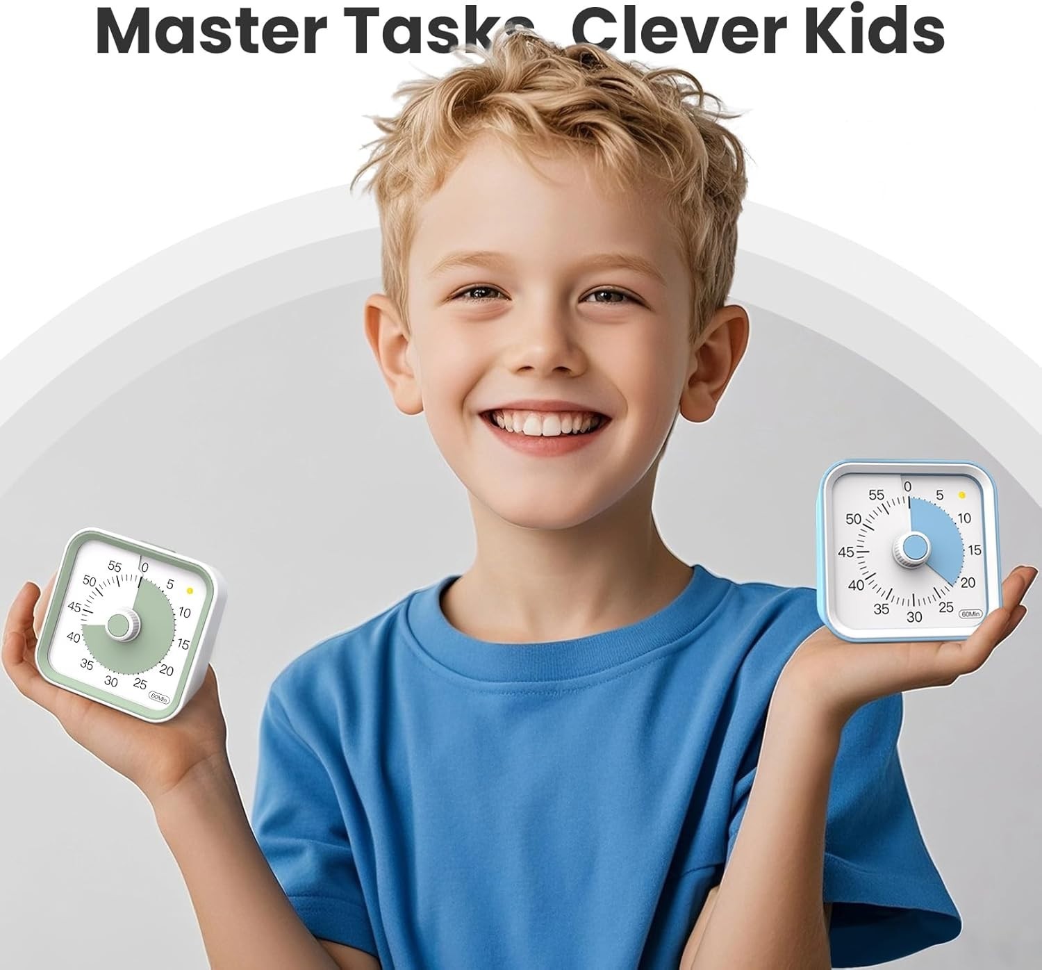 Portable Visual Countdown Timer for Kids - 60-Minute Timer with Pause, White