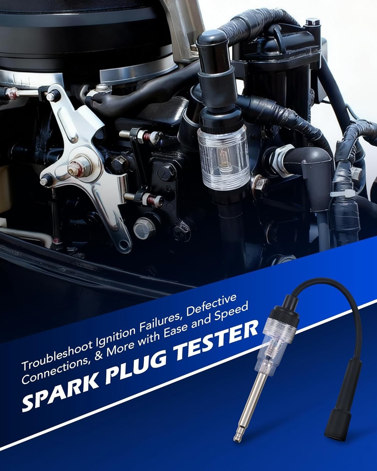 9-Pc Engine Compression Tester Kit with Spark Plug Tester & Adapters for Prec...