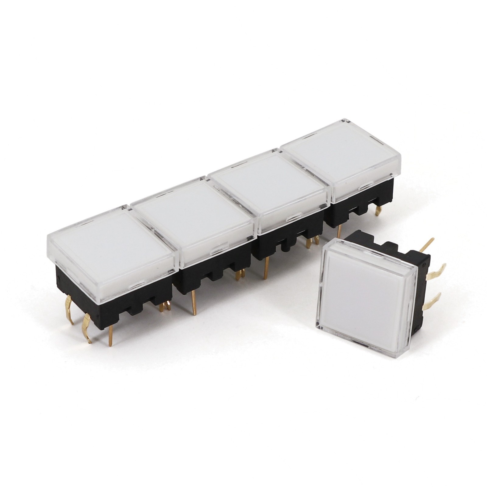 5Pcs TS12 Square 13.4mm 4+2 Pin With LED Momentary SPST Push Button Tact Switch
