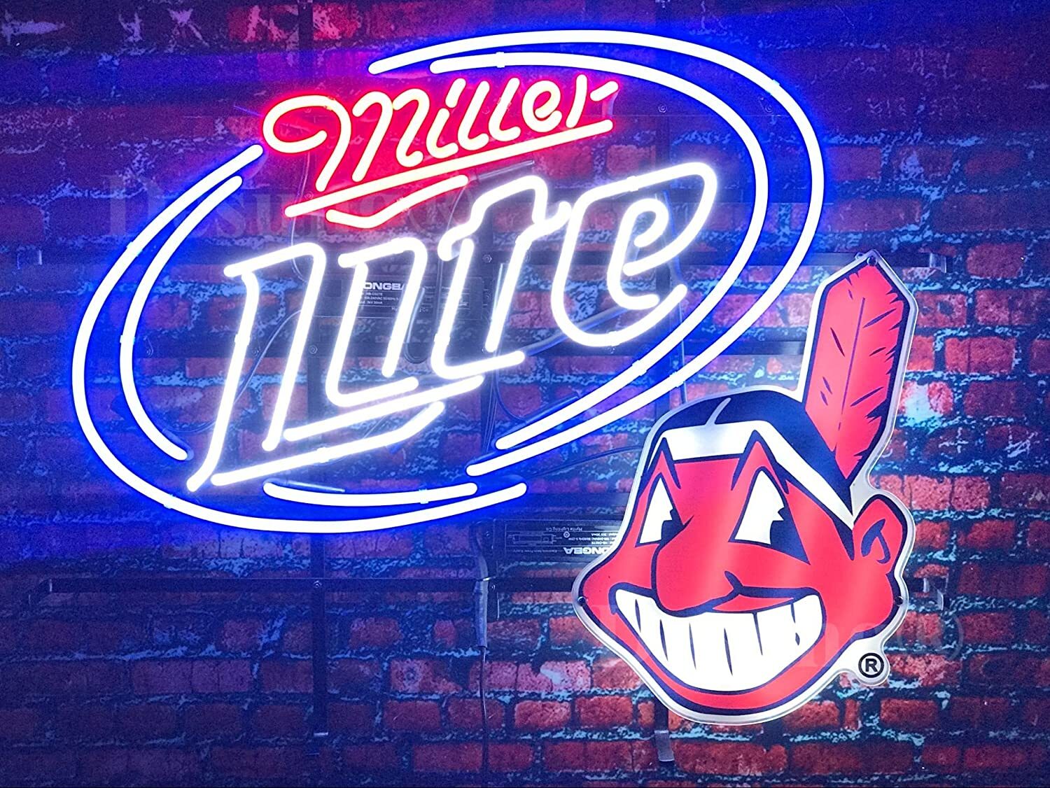 20"x16" Cleveland Indians Chief Wahoo Neon Sign Lamp Light Visual Beer Decor QL