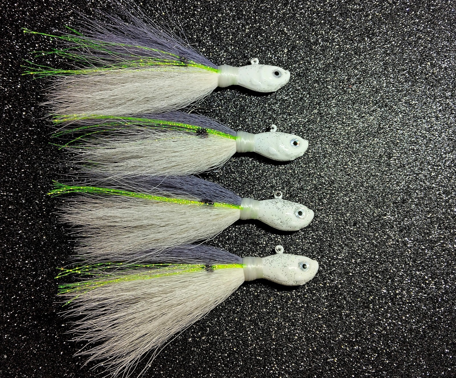 4 Sexy Shad Bucktail Hair Jigs 1/2 oz for Walleye, Bass, Northern