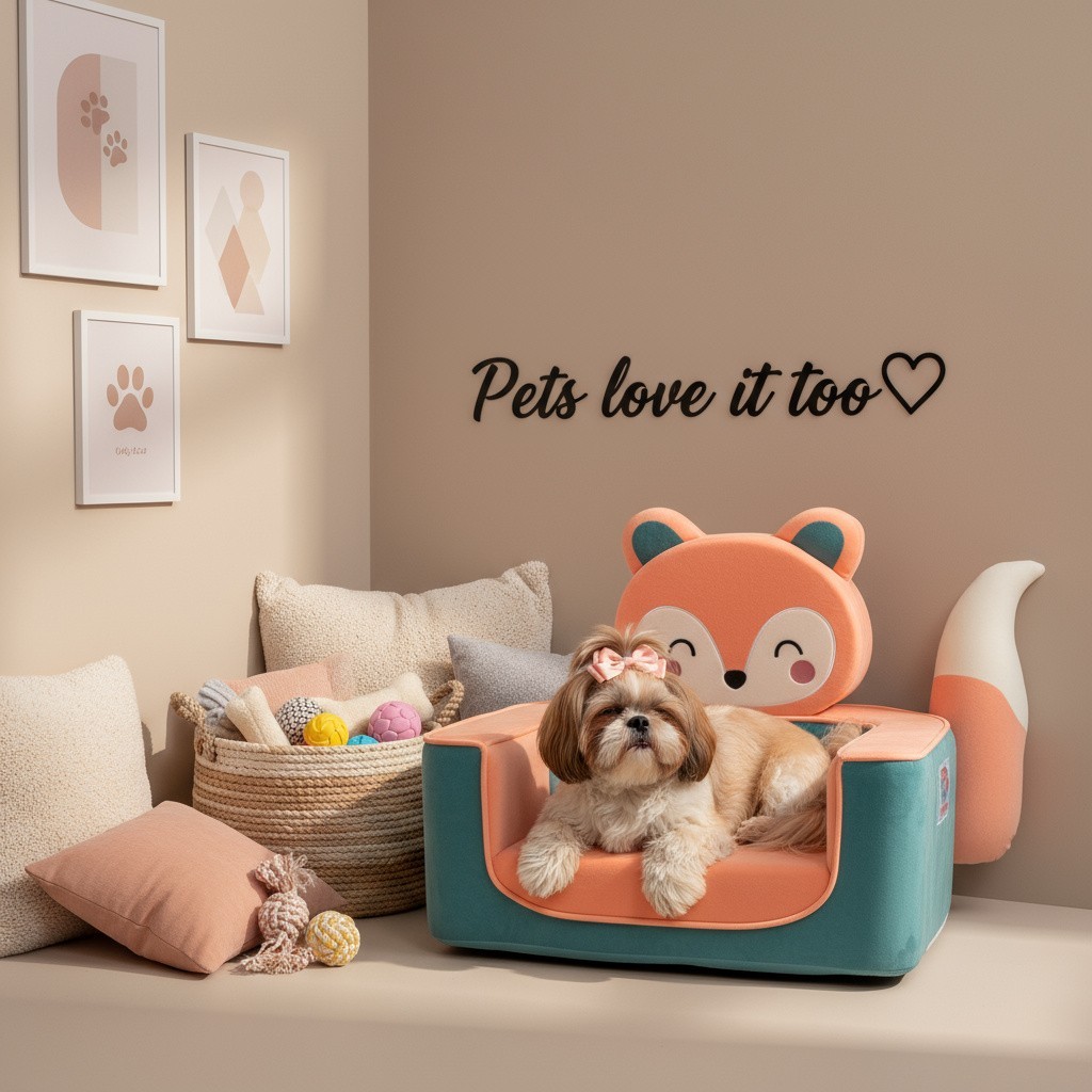 Fox Toddler Chair Kids Foam Sofa | Kawaii Montessori Kids Seat | Soft Armchair
