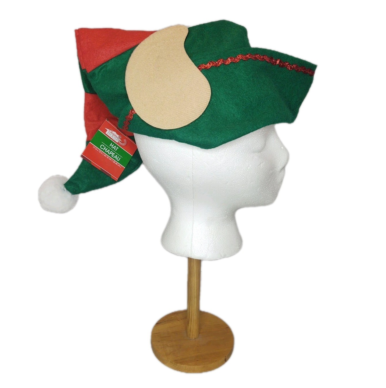 Elf Hat Big Ears Green Christmas Costume Adult Holiday Decor One Size