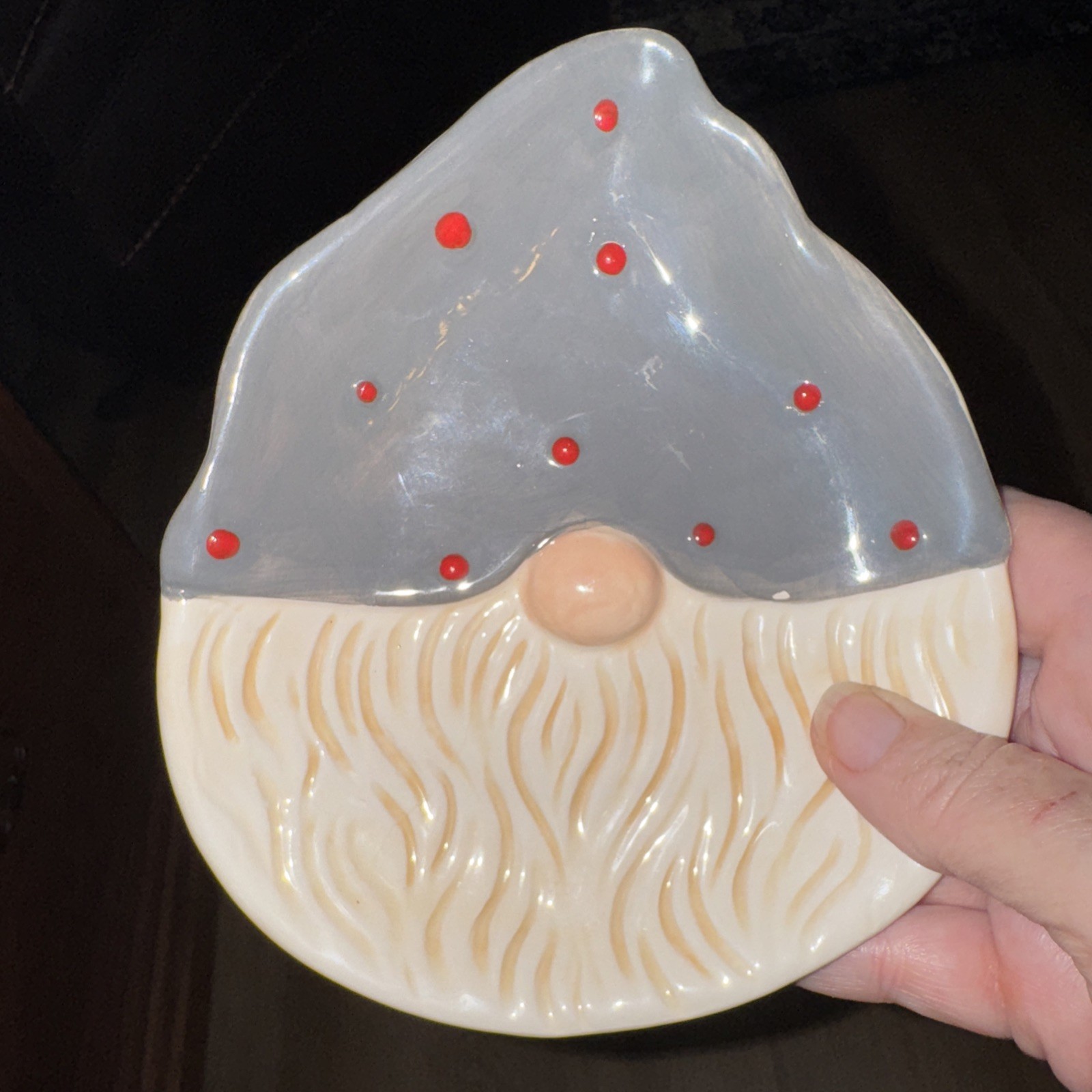 Christmas Santa Elf Gnome Trinket Tray New In Box 5.5" X 6.25"