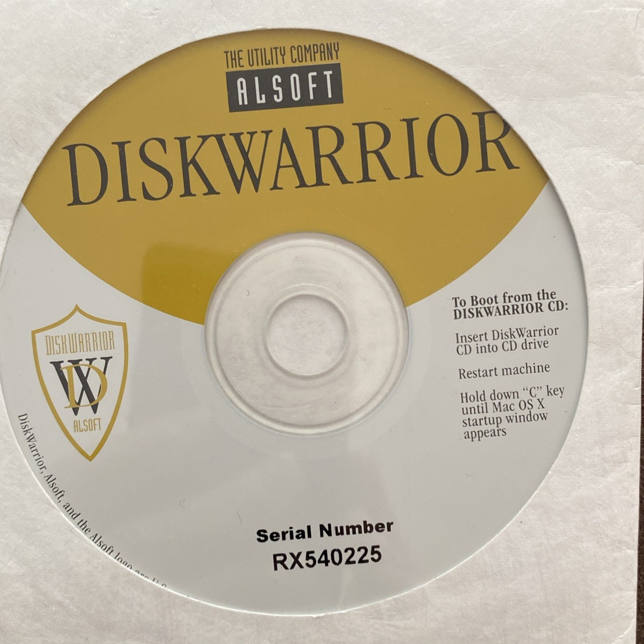 Diskwarrior Software For Mac CD- Rom Disk With Serial Number Alsoft