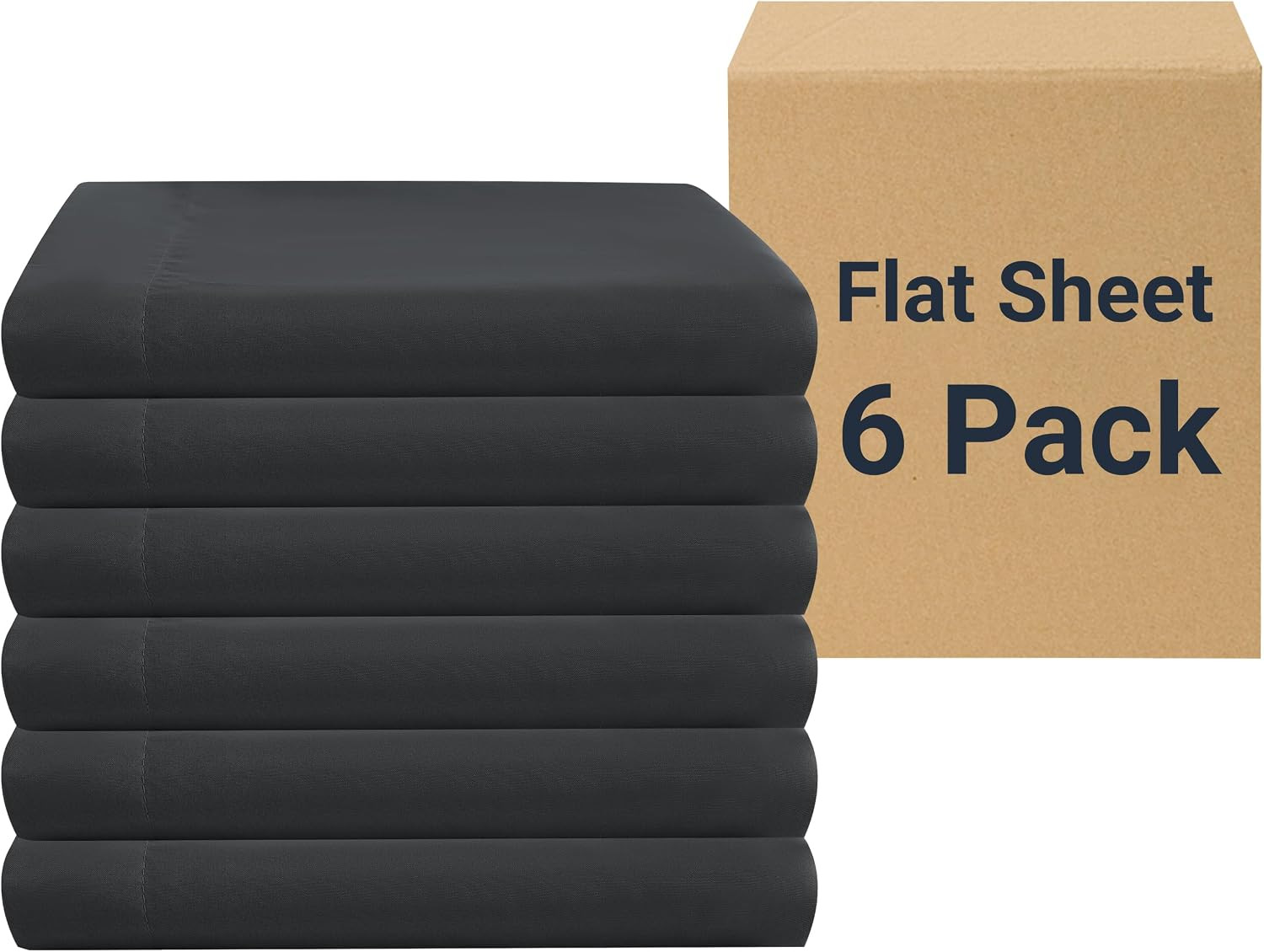 White Bulk Flat Sheets Only Queen Size 6 Pack, Easy Sort Top Bed Sheet by Color-
