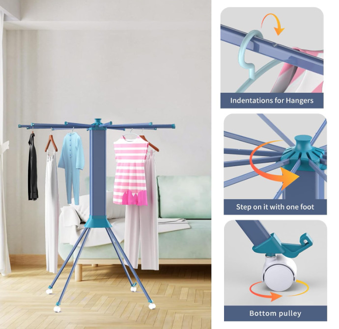 Octopus Clothes Drying Rack 4-Leg Foldable Space Saving Indoor Outdoor Laundry
