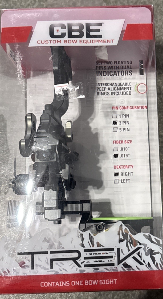 NEW CBE Trek Hunting Bow Sight 3 Pin .019, Right Handed Slider TKS-3-RH-19