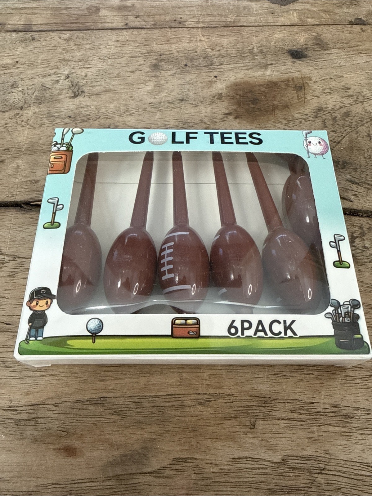 6 Football Rugby Plastic Gold Tees 3 1/4 Brown