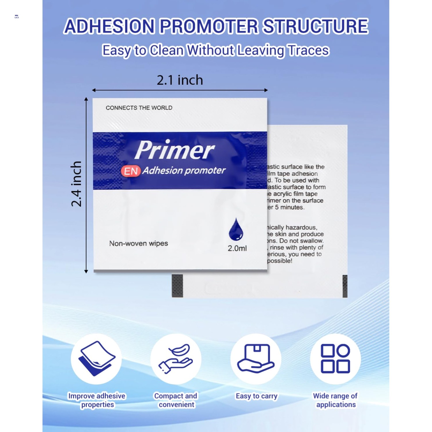 30 Pcs Adhesion Promoter, Double Tape Primer Increase High Performance Adhesi...
