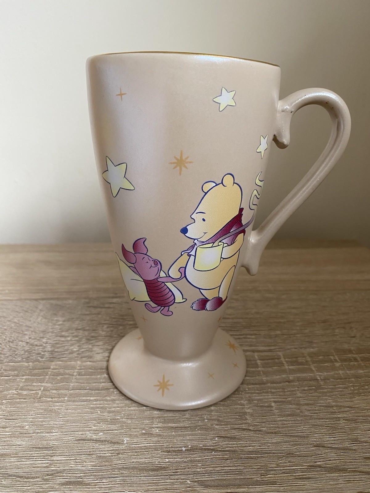 Disney Store Winnie The Pooh, Piglet & Eeyore Tall Fluted Latte Mug Beige/Gold