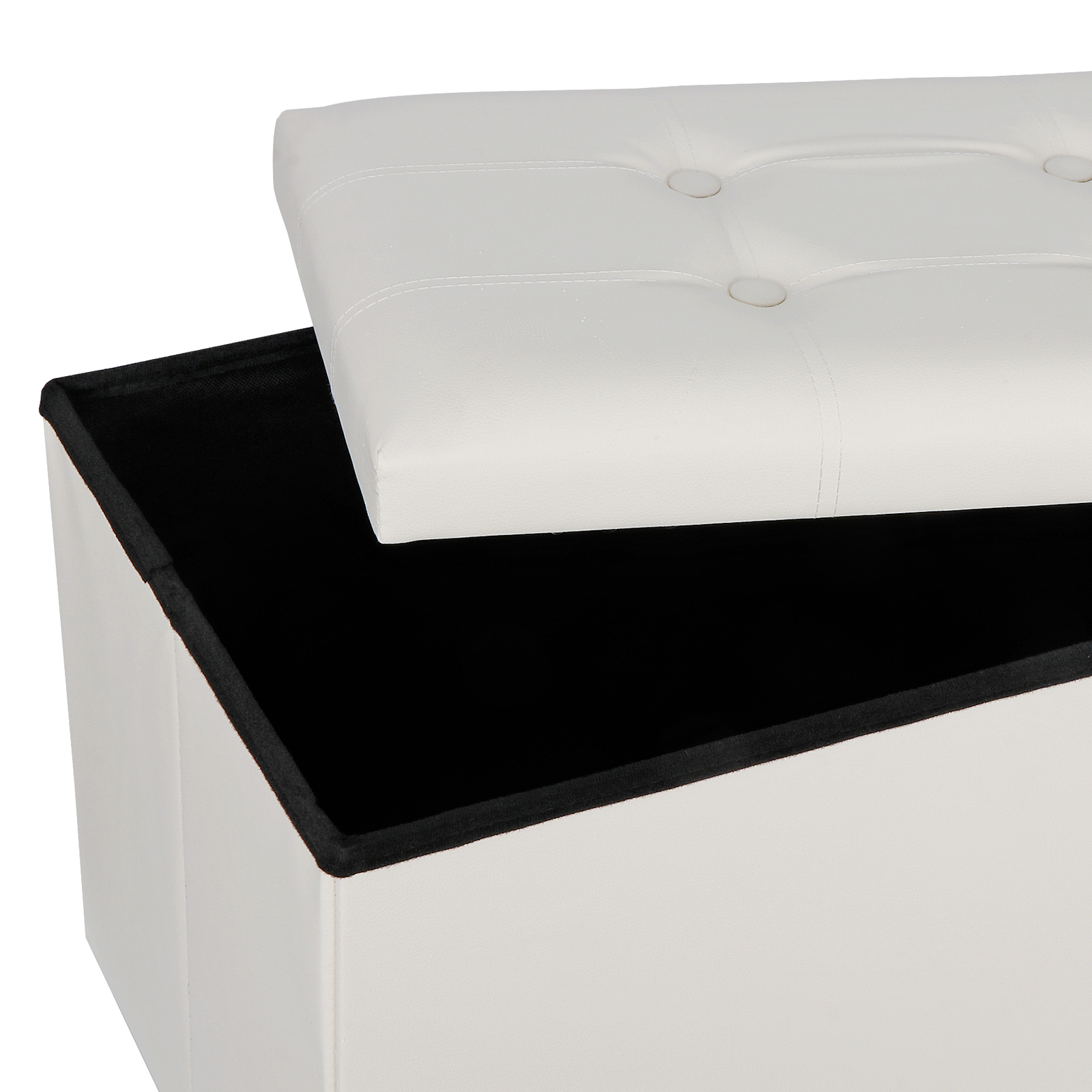 Durable 30" Ottoman Storage Bench Chest Folding Footstool W/Removable Lid Beige