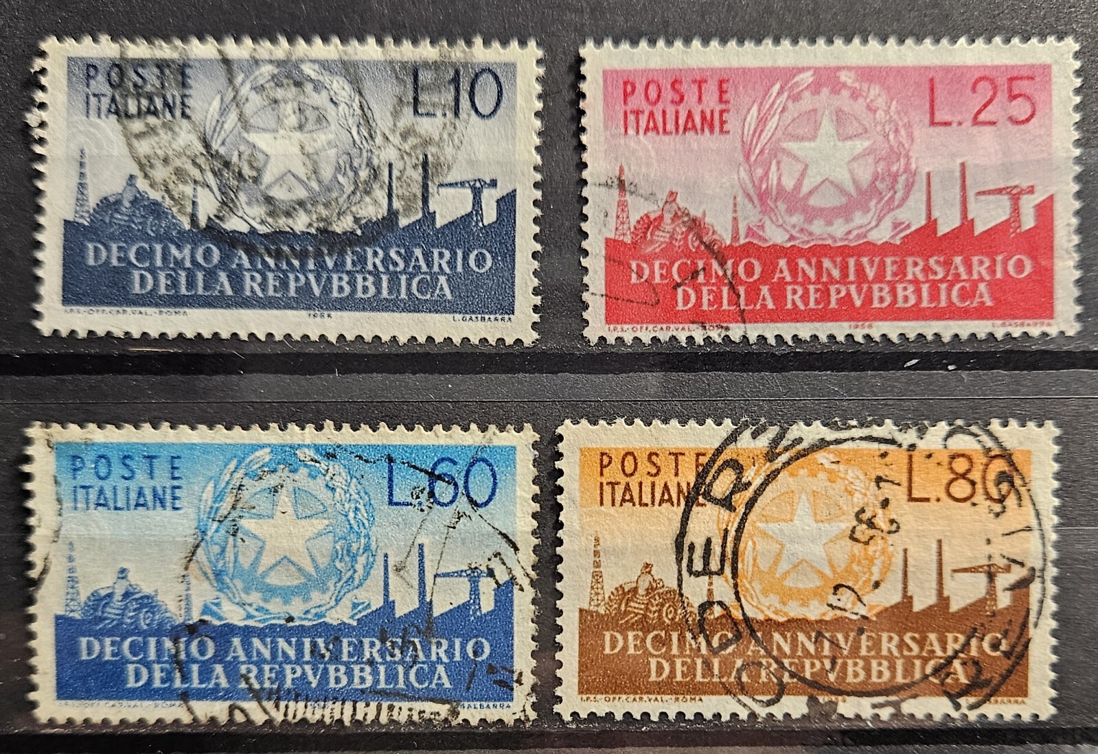 Italy Stamp Sc 710-13, Anniversario della Repubblica, Used  VF CV$6.00 (AS)