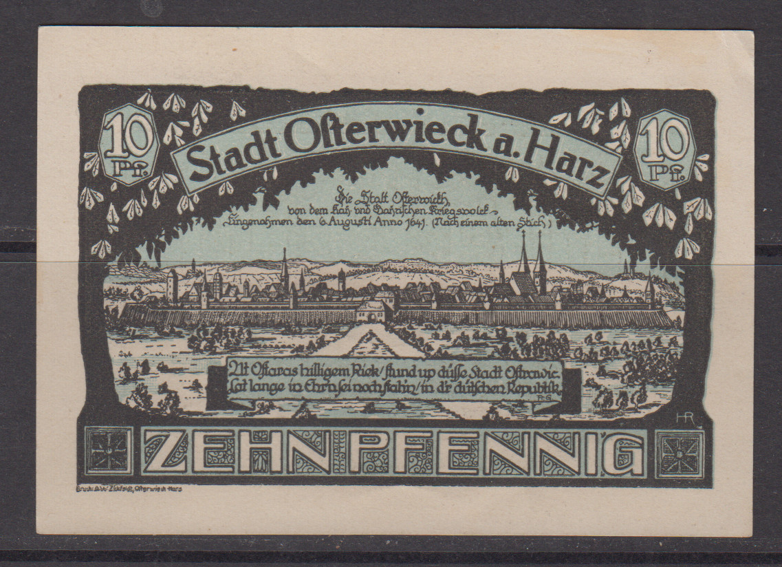 Germany - Notgeld Osterwieck a. Harz Stadt, 10 Pfennig, 921