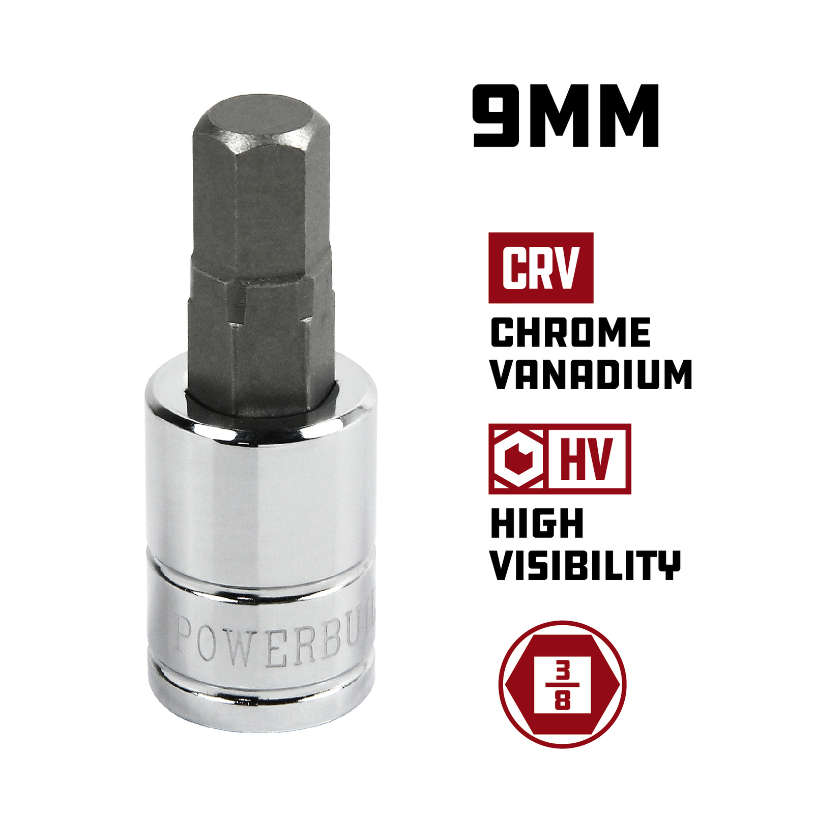 Powerbuilt 3/8 Inch Drive 9MM Hex Bit Socket - 648425