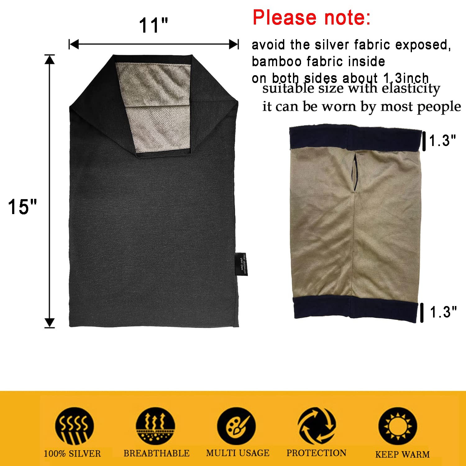 Faraday Gaiter Shields Cellular,WiFi,Scarf Effective Shielding Fluctuation Sc...