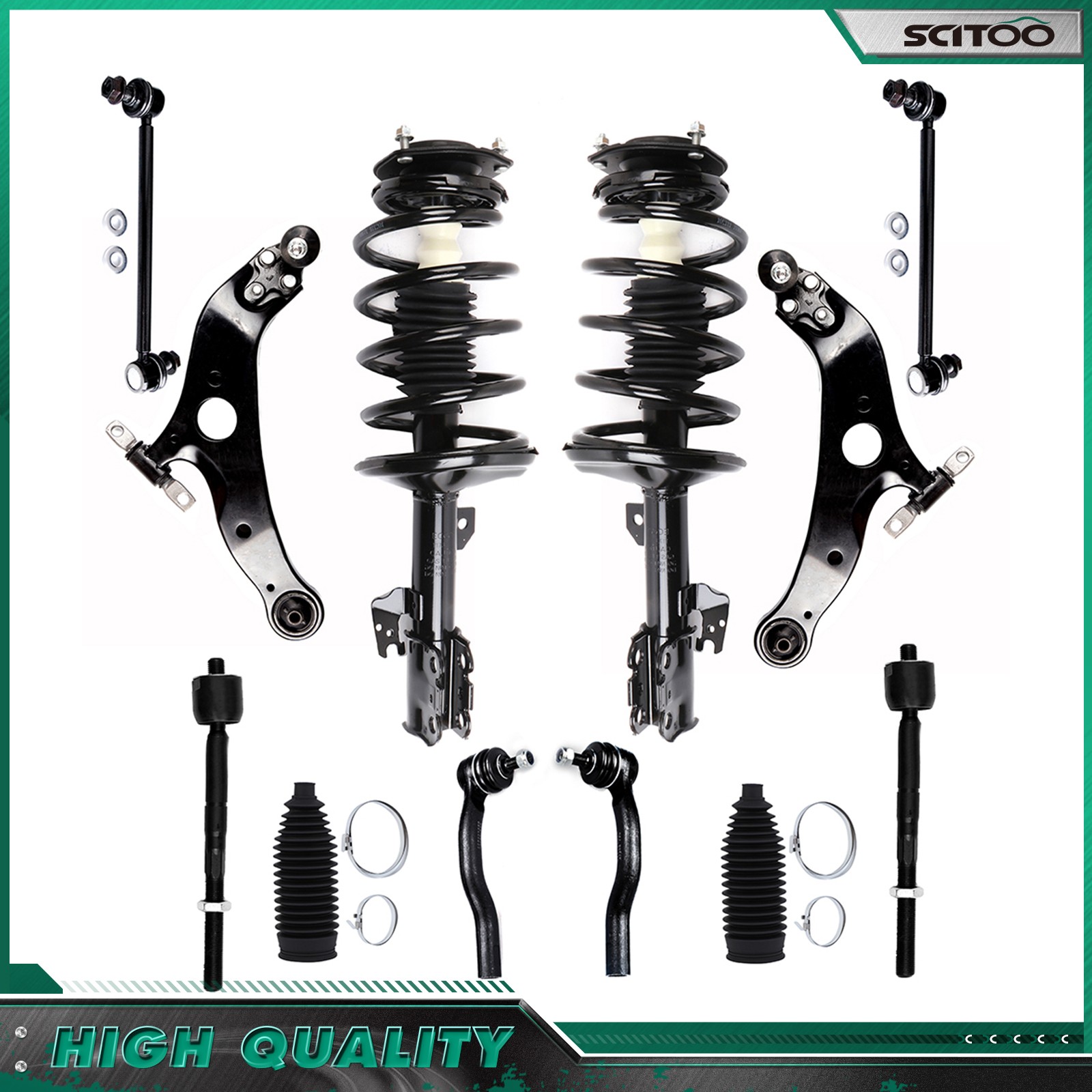 For Toyota Sienna 04-2006 AWD Front Struts Lower Control Arm Ball Joint Tie Rod