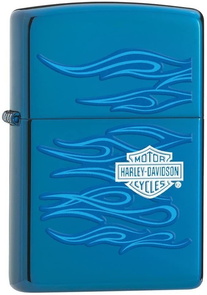 Harley Davidson Blue Flames ZIPPO Lighter RETIRED Collectible * Free US Shipping