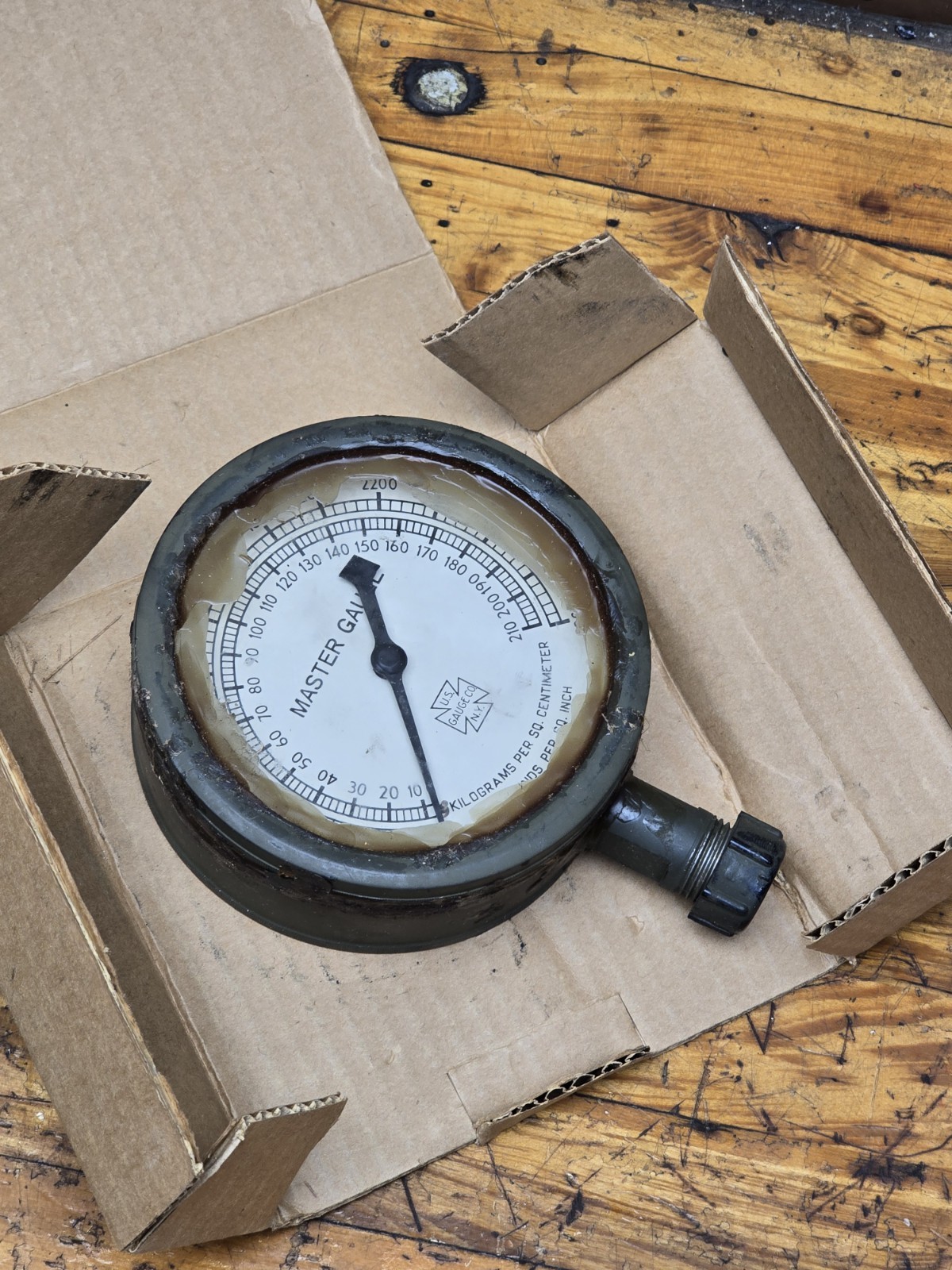 Vintage U.S. Gauge Brass Pressure Gauge Military Submarine Ship 3000psi NEW