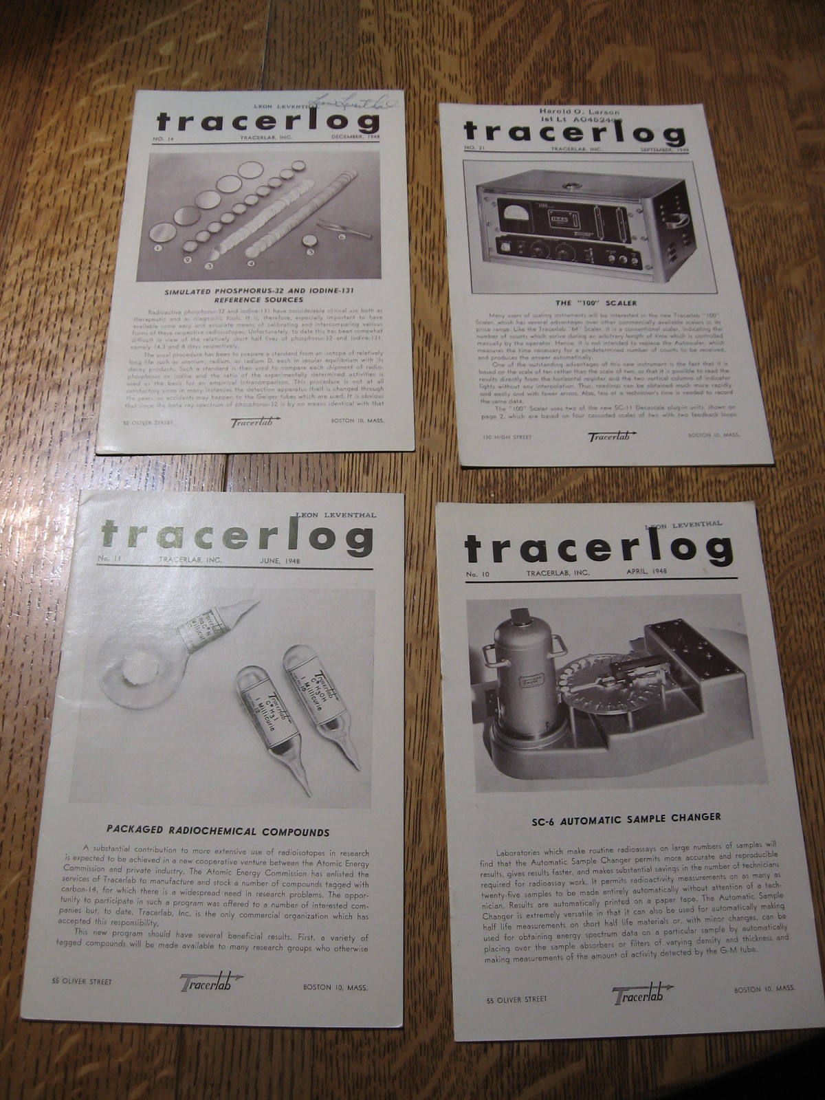 4 TRACERLOG TRACERLAB TUBE GEIGER RADIOCHEMICALS CATALOGS 1948