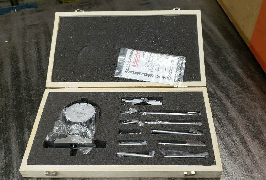 New SPI 14-529-2 Metric Dial Depth Gage 0-100mm x 0.01mm, Base- 63mm.  shelf-aa3