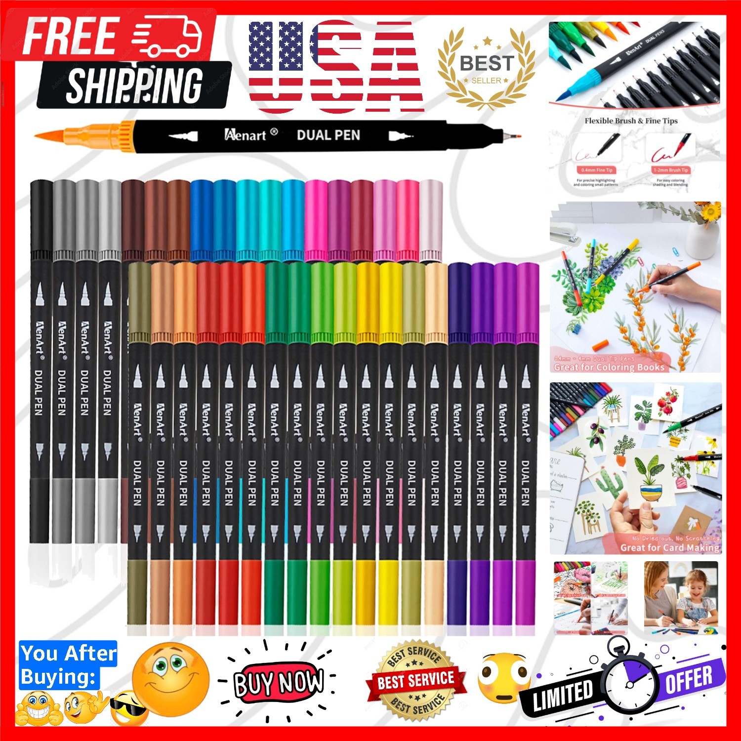 Dual Markers Brush Pens Stocking Stuffers, 36 Art Markers Christmas Gifts for...