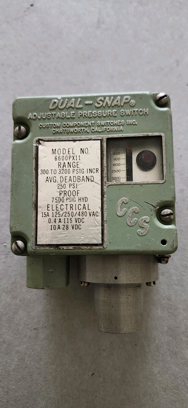 CCS 6600PX11 ADJUSTIBLE PRESSURE SWITCH