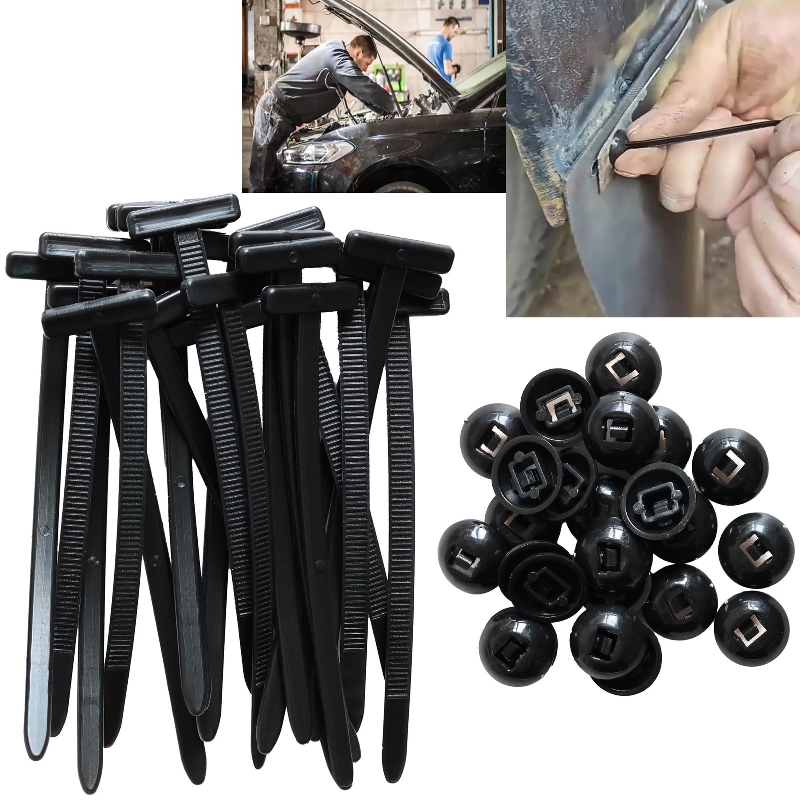 Heavy Duty Self-Locking Nylon Universal Cable Tie Buckle Kit, Push Mount Zip ...