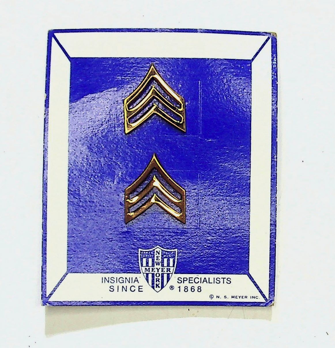 N.S. Meyer Army Chevron Insignia Badge Vintage Militaria Gold Specialist
