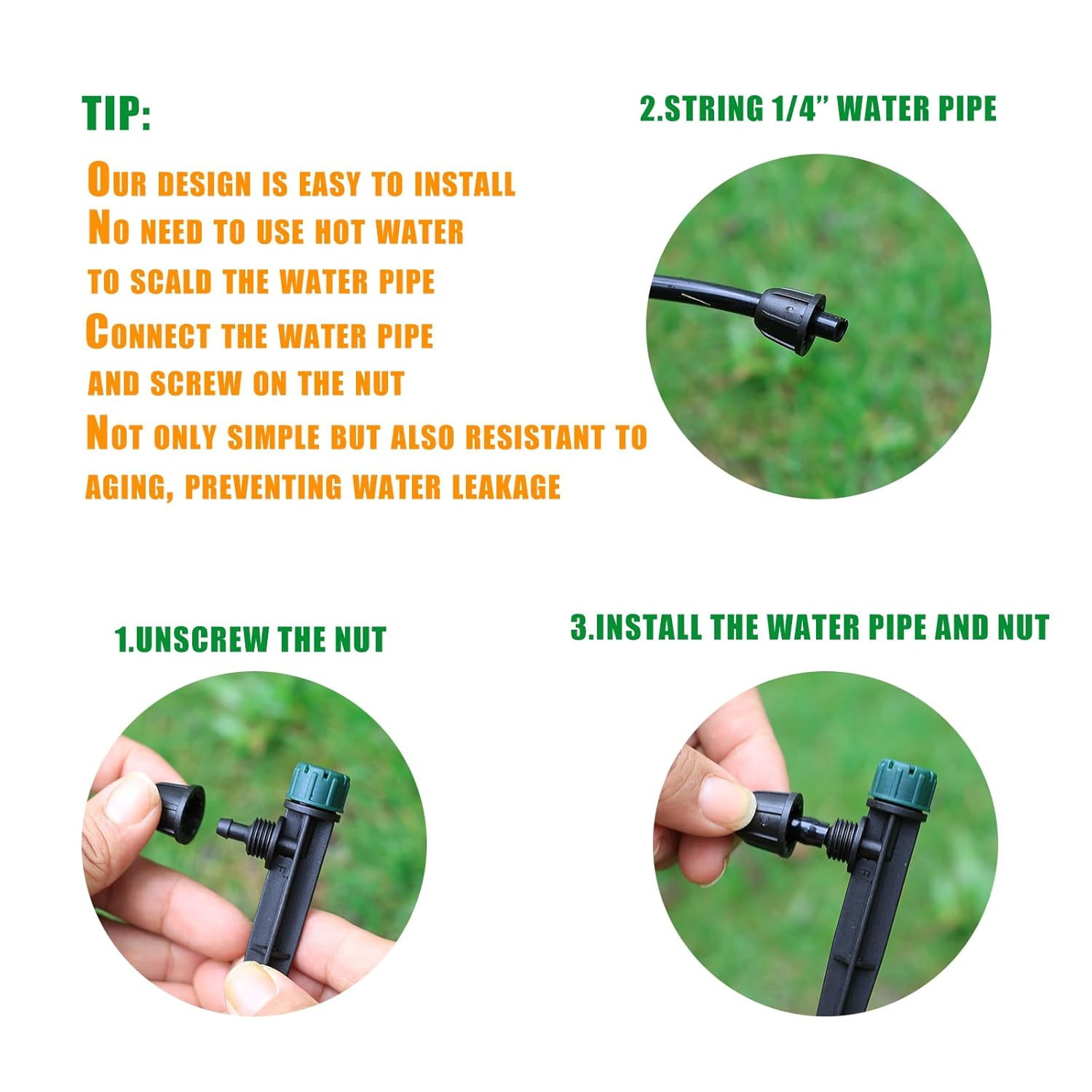Anti-Drop Drip Irrigation Emitters for 1/4" Drip Tubing,5.5" Stake with Adjustab