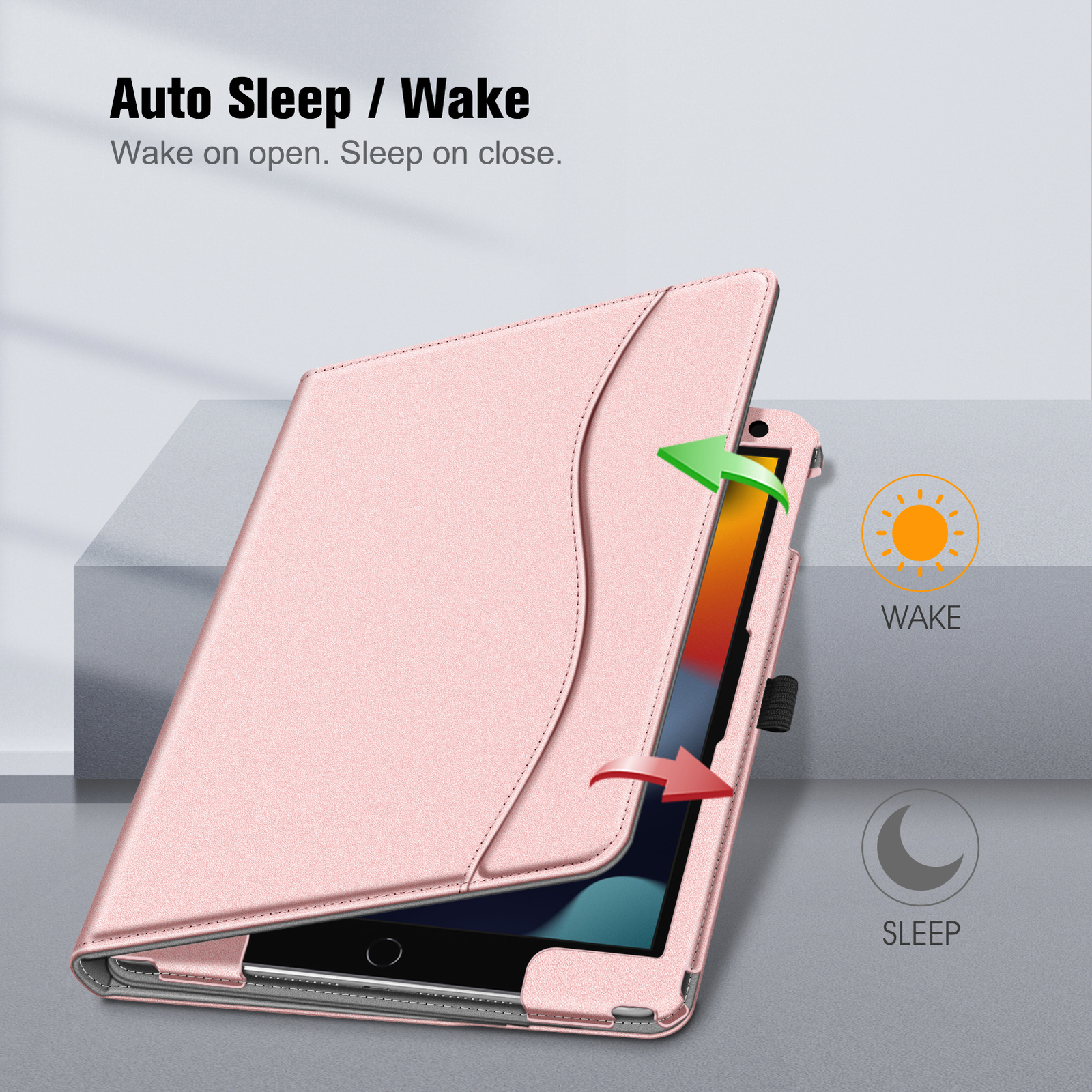 For iPad 9th Gen 2021 Multi-Angle Case Stand Cover with Pocket & Pencil Holder