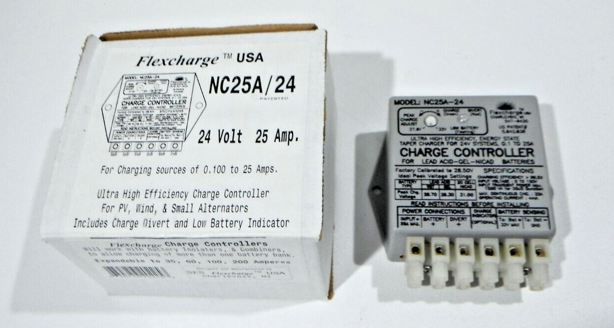 Flexcharge NC25A-24 Solar Wind Hydro Turbine Charge Controller Hybrid 24 volt US