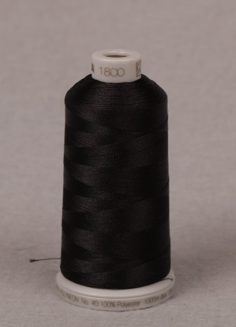 MADEIRA POLYESTER SEWING MACHINE EMBROIDERY BLACK THREAD 1 SPOOL 1000m 1800