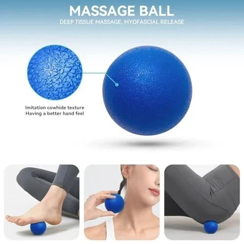5 in 1 Foam Roller Set for Deep Tissue Muscle Massage, High Density Deep Blue