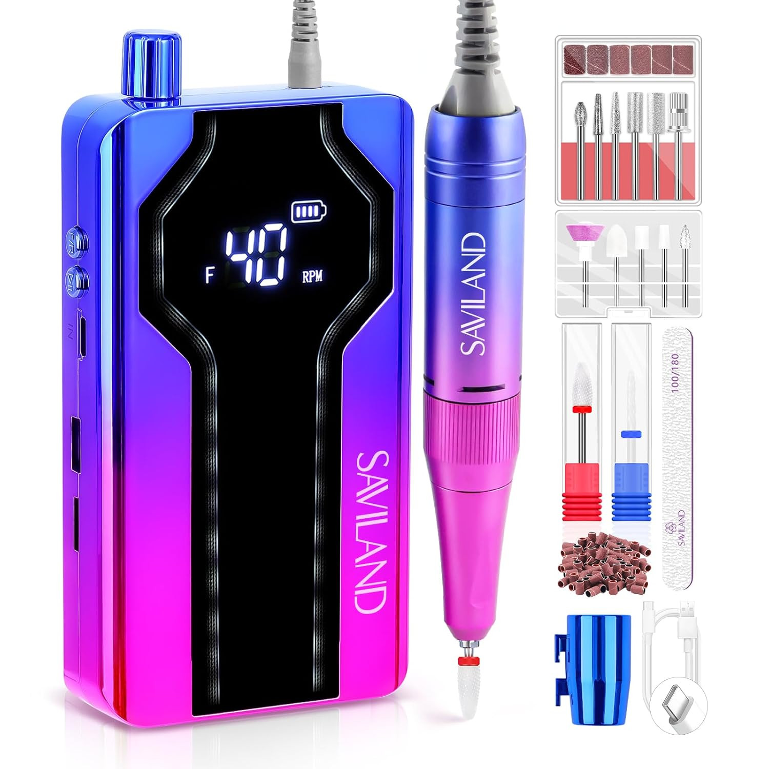 Professional 40000RPM Nail Drill - Portable Acrylic Removal & Nail Art Tool