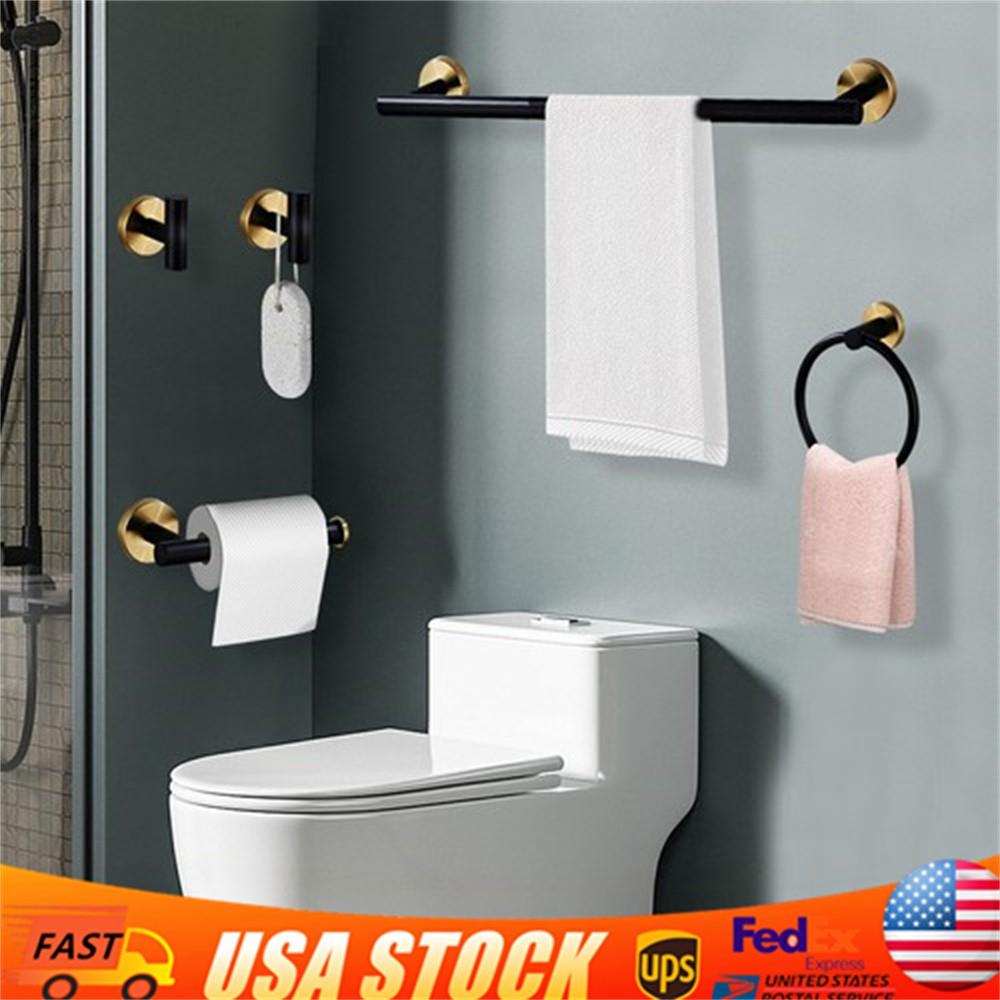 5 Piece Bathroom Bath Hardware Accessories Set Towel Bar Kit Stainless Steel New