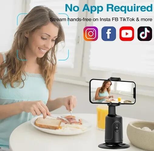 Smart 360° Face Tracking Phone Holder – Gesture Control Tripod for Vlogging